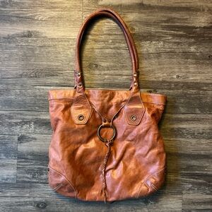 Burnt Orange Leather Shoulder Bag